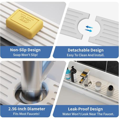Stone Faucet Mat for Kitchen Sink, Water Absorbing Sink Water Splash Guard, Fast-Drying Kitchen Sink Faucet Mat, Durable Protector and Stone Drying Mat for Kitchen Counter & Bathroom Sink