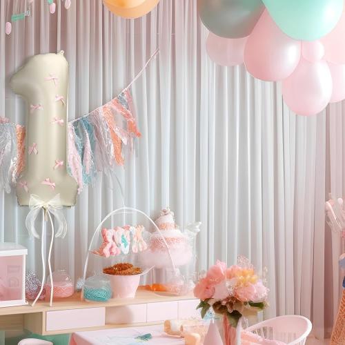 Number 1 Pink Bow 1st Birthday Balloon, 32 Inch Giant Aluminum Foil Number 1 Cream White Balloon Coquette Party Decoration for Christmas Girl Boy Birthday Baby Shower Anniversary Party Gifts