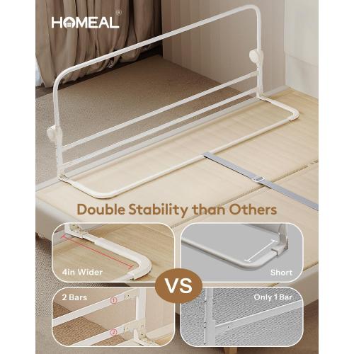 HOMEAL 59in Foldable Toddler Bed Rails, Bed Rail for Toddlers with U-Shape Base, Baby Bed Rail Guard for Twin, Full, Queen, King Beds, Bed Rail for Baby, White