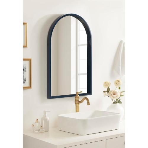 Kate and Laurel Travis Modern Arched Wall Mirror, 20 x 30, Navy Blue, Decorative Arch Bathroom Mirror for Over Sink or for Use as Living Room Wall Decor Accent