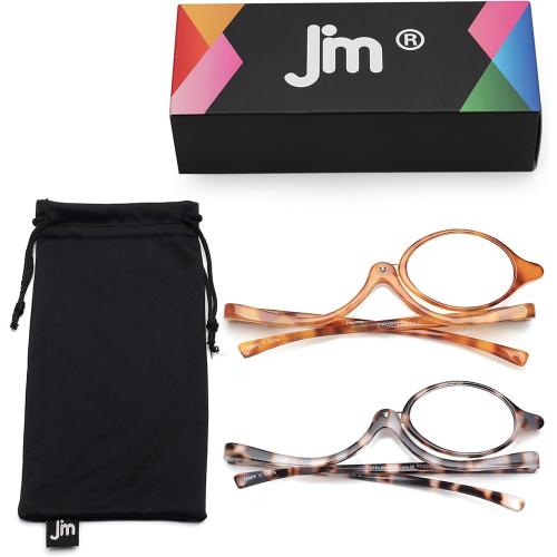JM 2 Pairs Makeup Reading Glasses Magnifying Flip Down Cosmetic Readers for Women with Spring Hinge  3.0
