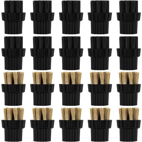 Honeydak 20 Pcs M8 Steam Cleaner Brush Head Steamer Replacement Attachments for Hard Surface 10 Pack Nylon and 10 Pack Brass Brush Head Bulk Steam Cleaner Accessories Mop Parts