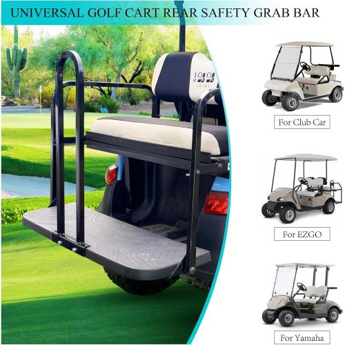 10L0L Universal Golf Cart Rear Seat Safety Grab Bar Hand Rail, Heavy Duty Metal Rear Safety Handle for EZGO TXT, RXV, Club Car, Black Powder Coated