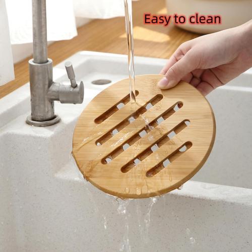 Hot Pads Trivet,Table Solid Bamboo Wood Trivets for Hot Dishes and Pot with Non-Slip Pads Heat Resistant Pads Teapot Trivet 4pcs(Multi Size,2 Square 2 Round)
