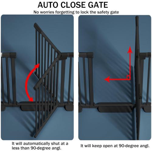 51.18 Inch Extra Tall Pet Gate, 29.5-43 Adjustable Wide Auto Close Dog Gates, Pressure Mounted Walk Through Tall Cat Gate for Doorways,Hallway,Stairs（Black）