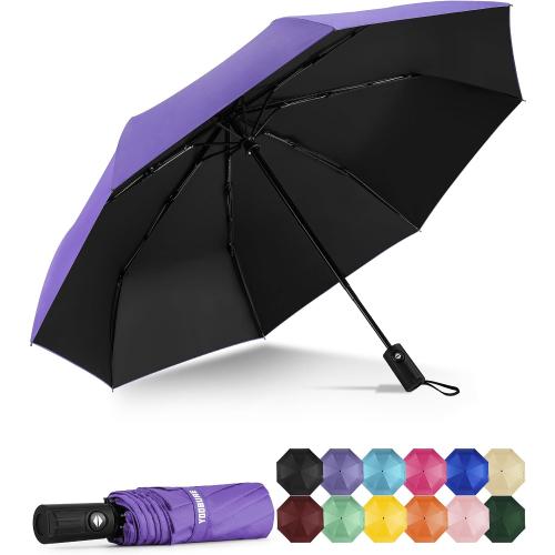 Yoobure Windproof Travel Umbrella - Automatic Umbrellas for Rain, Compact Folding Umbrella with UV Protection, Lightweight Portable Design for Backpack/Walking/Car, Sun & Storm Ready