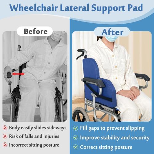 Mybow Lateral Support for Wheelchair Side Guards, Wheelchair Lateral Support Cushion, Contoured Foam Pad for Better Posture Sitting Upright, Wheelchair Side Padding for Elderly (1 Pack)
