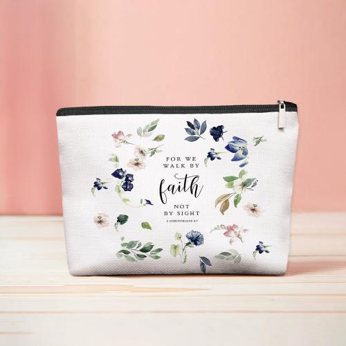 Christian Floral Makeup Bag, Christian Gifts for Women, Bible Scripture 1 Corinthians 5:7 Floral Cosmetic Bag, Religious Gifts Zipper Pouch Makeup Pouch