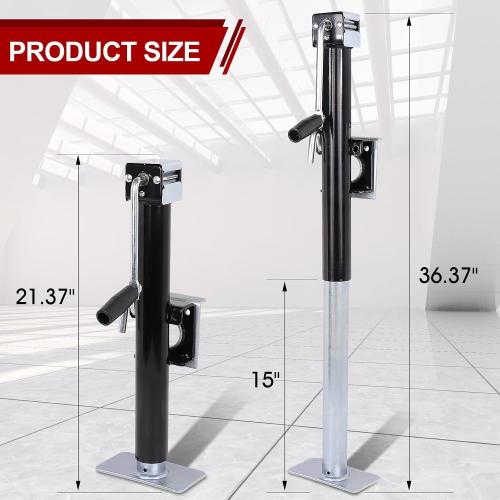 NBJINGYI 5,000 lbs Heavy Duty Trailer Jack, Weld-On Pipe Mount Swivel Jack with 15 Lift Range, Ergonomic Side Wind Handle and Foot Plate, Corrosion-Resistant Black E-Coat Finish