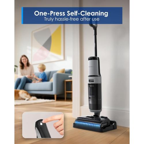Tineco Floor ONE i5 Stretch Wet Dry Vacuum Cleaner, Vacuum & Mop in One Step, 20kpa Powerful Suction, 180° Lay-Flat Design, Anti-Tangle Design, Dual-Sided Edge Cleaning, Up to 30* Minutes Runtime