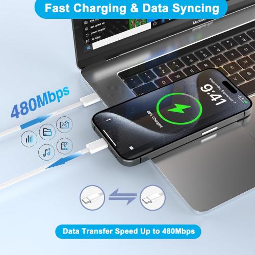 iPhone 17 16 Charger Fast Charging,Apple iPhone USB C Fast Charger Block,2Pack 6FT Type C USB C to C Woven Cable Cord for iPhone 17/17 Pro Max/17 Pro/Air/16 Pro Max/16 Pro/15 Pro Max,iPad Pro/Air/Mini