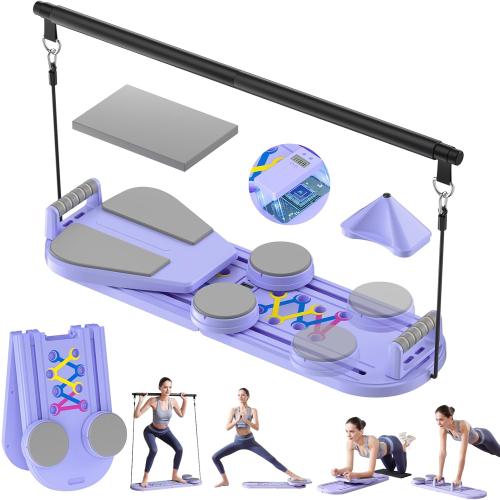 Pilates Reformer, Foldable Pilates Board, 7-in-1 Multi-Function Pilates Equipment, Home Pilates Set, Full Body Workout, Universal Portable Gym Equipment for Core Strength and Pilates Training