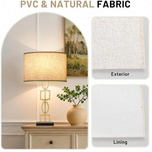 Oval Lamp Shades Set of 2, 16.5L x 9.6W x 11H, Large Beige Lampshades for Table Lamps Bedside Lamps, Natural Linen Lamp Shades for Floor Lamps, Suitable for E26 Base and Saddle Base, Easy Assembly