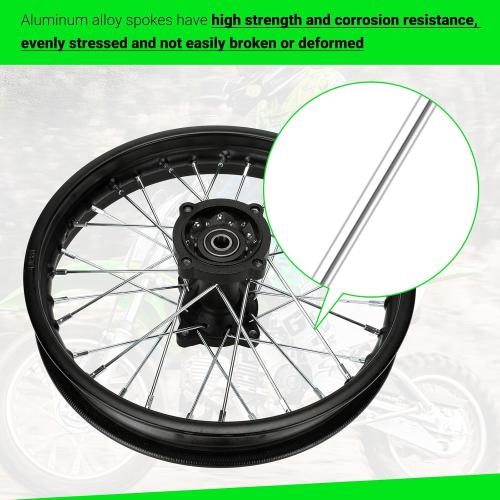Size 1.85x14 Rear Wheel Rim and 12mm Bearings Strip Kit fit 90/100-14 3.00-14 14 Inch Dirt Pit Bike Tire KLX125 KX85 TTR125 YZ80 RM80 Taotao DB17 SR150 DR90 Apollo 125 Motorcycle Parts (15mm Axle)