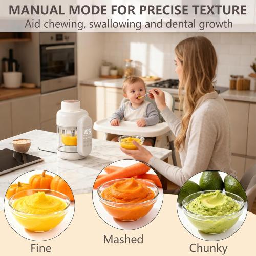 Baby Food Maker Glass 12oz Steamer and Blender Glass Reservoir & Bowl 9 in 1 Baby Puree Maker with Stainless Steel Blades Dishwasher Safe Food Blender, Timer, Recipe
