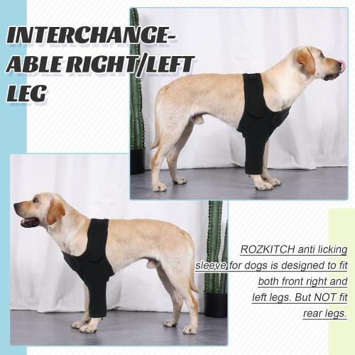 ROZKITCH Dog Recovery Sleeve Front Leg Right Left, Pet Prevent Licking Wound Elbow Knee Protector, Dog Recovery Suit Cone Collar Alternative for Sprain ACL CCL Arthritis Joint Care Black M