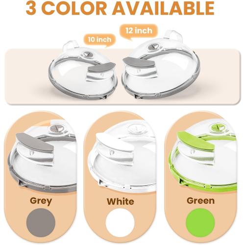 12 Inch Microwave Splatter Cover, Upgraded Microwave Cover for Food with Water Steamer, Integrated Handle, Splatter Guard, Cookware Lid, House Warming Gifts New Home, Grey