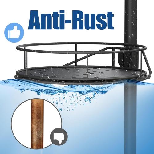 HOUSE AGAIN Corner Shower Caddy Tension Pole with Rotatable Shelves, 4 Ties Adjustable Shelves and 2 Hooks for Bathroom, Rustproof Shower Organizer and Storage, Pole Fit 43-114 Inch Height