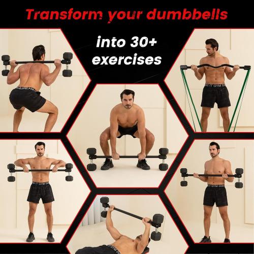 All-Metal Dumbbell Barbell Converter Bar, Compatible with Most Dumbbells | Adjustable Dumbbell Bar for Home Gym, Dumbbell to Barbell Converter for Weight Lifting and Strength Training