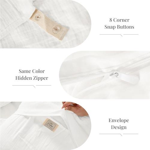 Off White Duvet Cover Queen Size, 100% Sandwashed Cotton Soft Queen Duvet Cover Set 3 Pieces with Zipper Clousre & Corner Buttons (Off White, Queen 90 x 90)