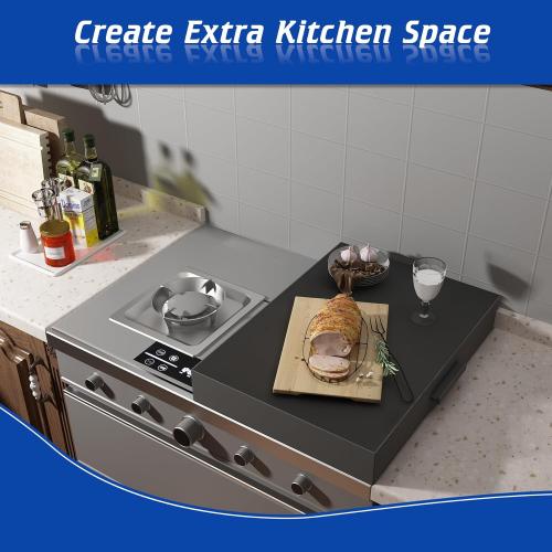 Stove Top Cover with Handles, Heavy Duty Metal Noodle Board Cooktop Cover for Gas/Electric Stove Top, (L 22 x W 15 x H 3) Large Gas Stove Protective Cover for Kitchen Space Expansion