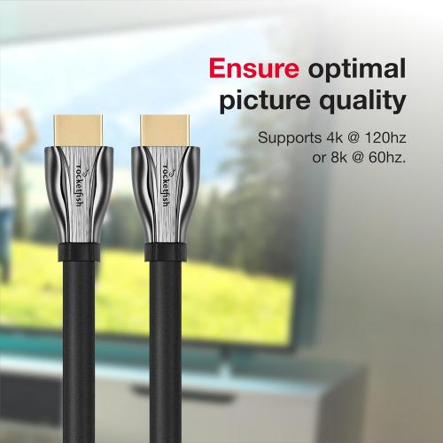Rocketfish 8K Ultra High-Speed HDMI 2.1 Certified Cable - Premium Speed HDMI Cable Supports Dolby TrueHD & More - HDMI Certified Cable for Superior Resolution & Sound Quality - 25'