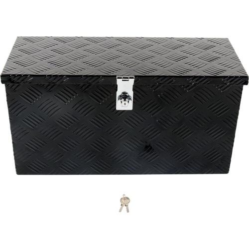 24 Inch Black Aluminum Tool Box 5 Bar Tread ToolBox for Truck Bed Car Outdoor Trailer Pickup Underbody RV ATV Storage Underbed Tools Organizer with Side Handle and Lock (24X9.5X12.5)