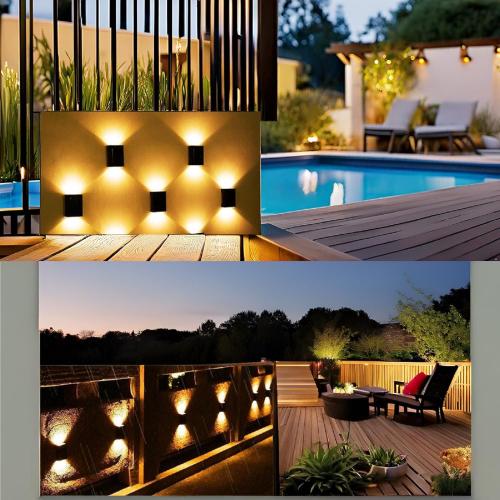 ASLIDECOR Solar Wall Lights UP Down 4 Pack,Illuminate Outdoor Sunlight Sensor Lamp IP65 Waterproof LED Modern Deck Lighting Decor for House Patio Porch