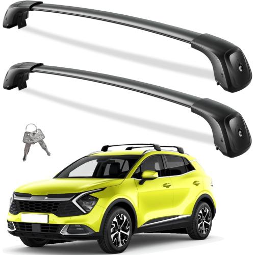 Lockable Roof Rack Cross Bars 260lbs Compatible with 2023-2026 Kia Sportage SX/EX & SX/EX Prestige with Flush Rails, Heavy Duty Aluminum Roof Rails Crossbars Black Bike Rooftop Cargo