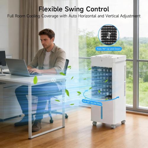 Portable Air Conditioners,Windowless Swamp Cooler Portable AC Unit, Cooling Fan That Blow Cold Air w/Remote 5L Tank 12 Speeds 9H Timer, Evaporative Air Cooler for Bedroom Indoor Room (white)