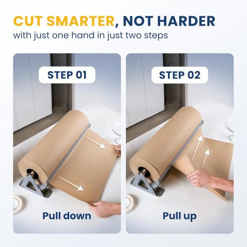 DIY Crew 36 Inch Paper Roll Dispenser and Cutter - Heavy-Duty Wall Mountable, Non Slip Tabletop - Kraft, Freezer, Butcher Paper - Up to 1000ft Rolls