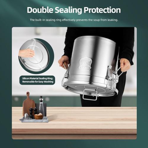 21L Silver DYNAMI 5.5Gal 304 Stainless Steel Airtight Container with Lid and Locking Clamp,17-38Lbs Metal Bucket Large Stainless Steel Canisters for Kitchen,Dog Food/Bird Seed/Coffee Storage Container(21L)