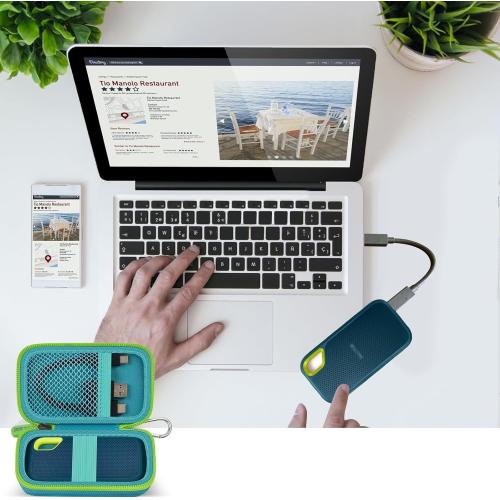 Box only Color Blue and green Hard Case Compatible with SanDisk 1TB 2TB 4TB 500GB 8TB Extreme Portable SSD - Up to 1050MB/s - USB-C, USB 3.2 Gen 2 External Solid State Hard Drive Storage Holder for Cables-Green (Box Only)