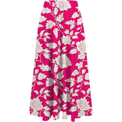 Size Medium Long Skirts for Women High Elastic Waist Boho Flowy Midi Skirt Casual Summer Floral Pleated A Line Boho Cute Skirts