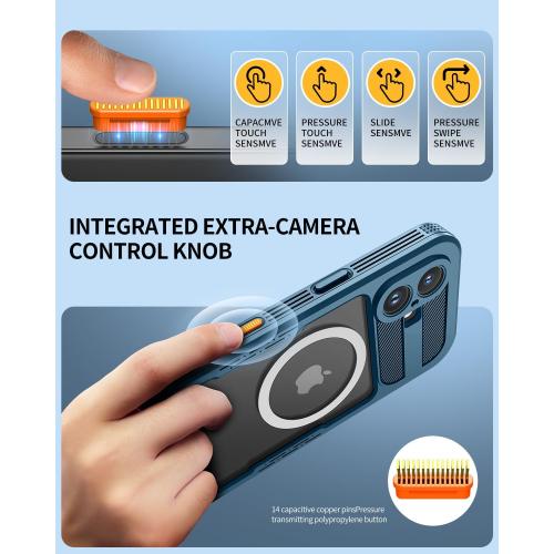 Lanhiem Magnetic for iPhone 16 Plus Case, IP68 Waterproof Dustproof Case, [Compatible with Magsafe] [Built-in Screen Protector] Full Body Heavy Duty Rugged Phone Cover 6.7 inch, Blue/Clear