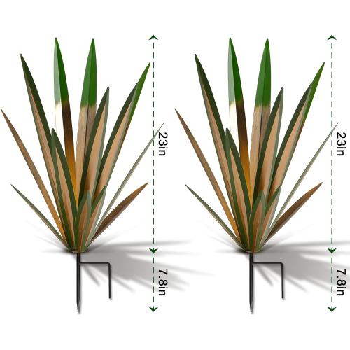 Homight Large Agave Sculpture Rustic Metal Agave Plant Outdoor Interior Decoration Outdoor Lawn Decoration Yard Wooden Posts Matching Garden Suitable for Patio