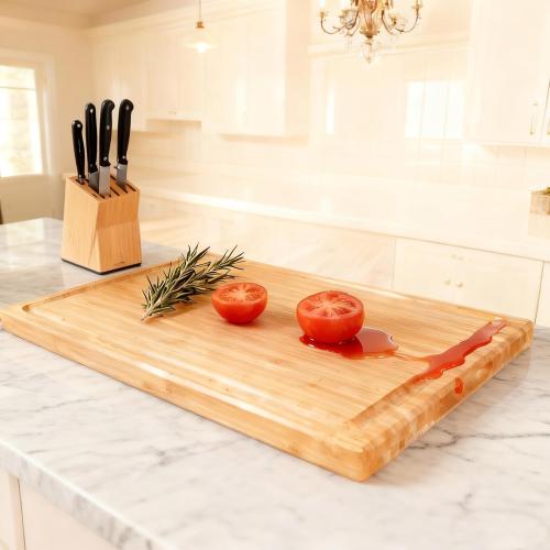 Utoplike Extra Large XXXL Bamboo Cutting Board 24 x16 Inch, Largest Wooden Butcher Block for Turkey, Meat, Vegetables, BBQ, Over the Sink Chopping Board with Handle and Juice Groove, Thickness 1.25