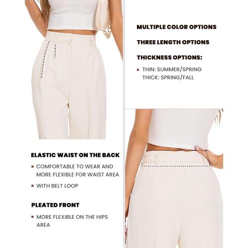 Size L FUNYYZO Wide Leg Pants Women's High Elastic Waisted in The Back Business Work Trousers Long Straight Suit Pants