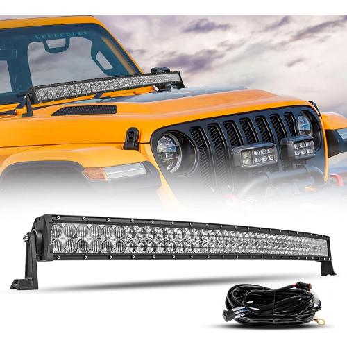 Auxbeam 42” LED Light Bar 240W LED Work Light Off Road Lights Spot Flood Combo Beam 80pcs3W Curved 5D Lens for Car SUV UTV ATV Pickup Truck with Wiring Harness
