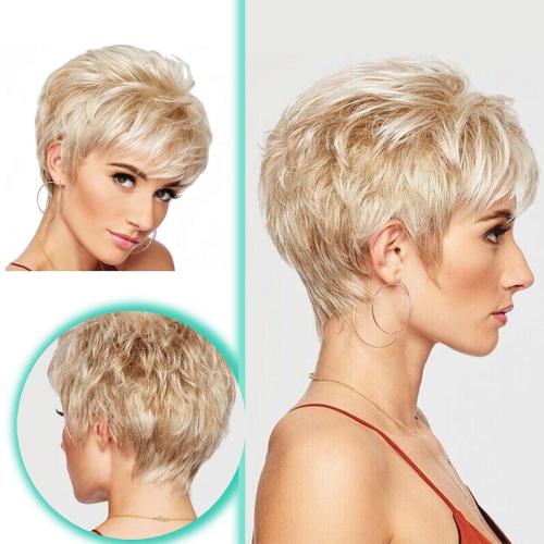 Womens Wigs For White Women Short Curly Hair Wigs Short White Wig Closure Wig With Bangs Black Wig Cosplay Wig, H-Blonde