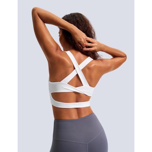 Sports Bras for Women Criss-Cross Back Padded Workout Tank Tops Medium Support Crop Tops for Women