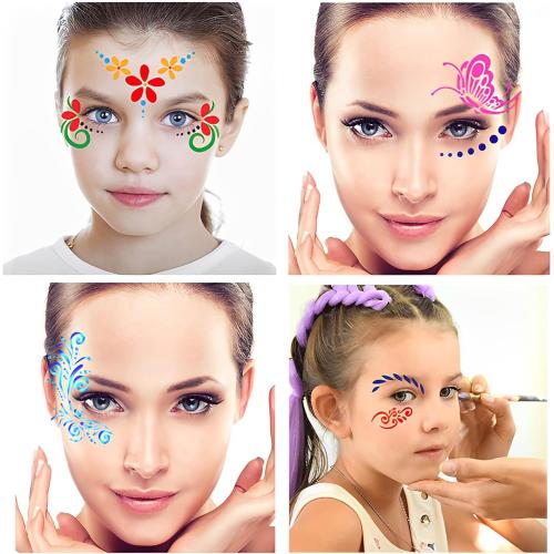 28 Pcs Face Paint Stencils Kits Face Painting Stencils Reusable Face Tattoo Painting Templates Body Makeup Painting Templates for Kids Face Painting Holiday Halloween Tattoo Stencils (Mix02)
