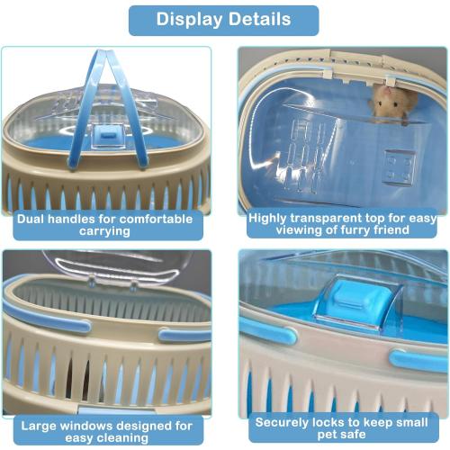 Hamster Carrier Guinea Pig Carrier 13 X 11 X 8 In Portable Hamster Travel Cage with Ventilation Holes Outdoor Small Animal Carrier for Rat Gerbils Rabbit Hedgehog Squirrel Mouse Sugar Glider