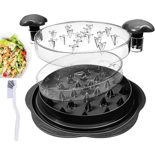 Chicken Shredder with Detachable Plate,Large Meat Shredder Tool Twist with Transparent Lid&Brush,Visible Meat Shredder Machine, Strong Anti-Slip Strip,Ergonomic Handle, BPA Free (Black)