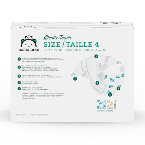 Amazon Brand - Mama Bear Gentle Touch Baby Diapers, Formulated without Fragrance, Size 4, 148 Count (4 packs of 37), with Skin Protection and Leak Protection