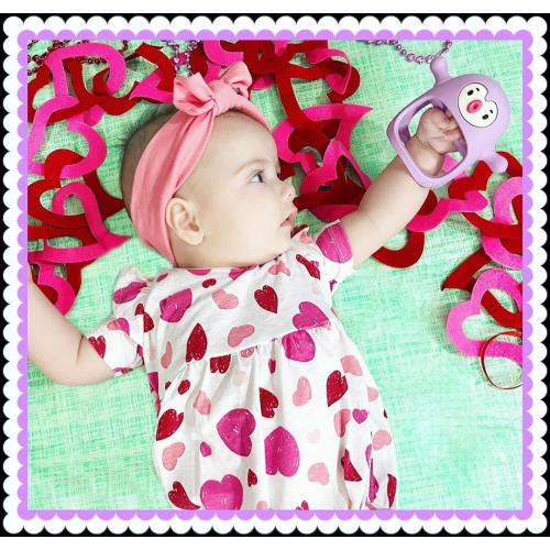 Smily Mia Penguin Teethers, Silicone TeethingToys for Babies 0-6Months, Baby Teethers for 3-6Months, Hand Teether for Infants, Teething/Teether Pacifiers for Infants, Light red ♥️