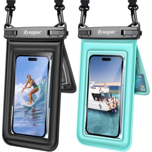 [Up to 8.5''] Floating Waterproof Phone Pouch, Double Bags Waterproof Phone Case with Lanyard for iPhone 17 16 15 Pro Max, Galaxy S25 Ultra, IPX8 Cellphone Dry Bag Beach Cruise Ship Essentials 2 Pack