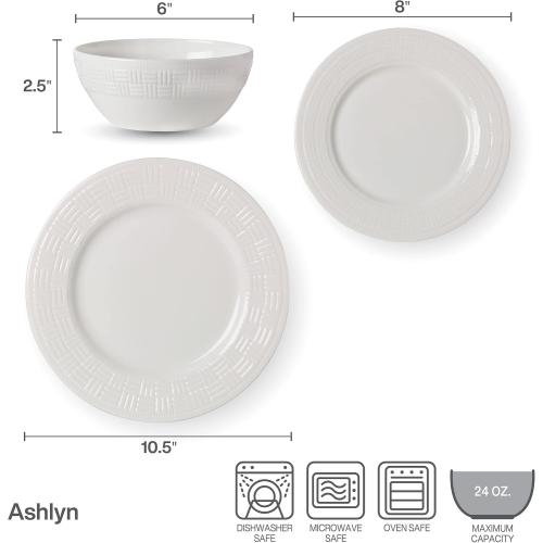 Mikasa Ashlyn Vegan Bone China Chip Resistant 12 Piece Dinnerware Set, Service for 4‼️light dirt‼️