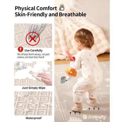 Baby Play Mat Size 79x 71 Inch, Extra Large Foldable Play Mats for Babies and Toddlers, Waterproof & Anti-Slip Portable Baby Floor Mat for Tummy Time, Non Toxic Foam Play Mat for Floor Travel Bag