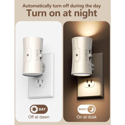 Night Light, LED Night Lights Plug into Wall, [2 Pack] Warm White 3000K, 0-100LM Adjustable Brightness Light Sensor Nightlights Plug in Wall for Hallway, Bathroom, Adults, Neutral Beige